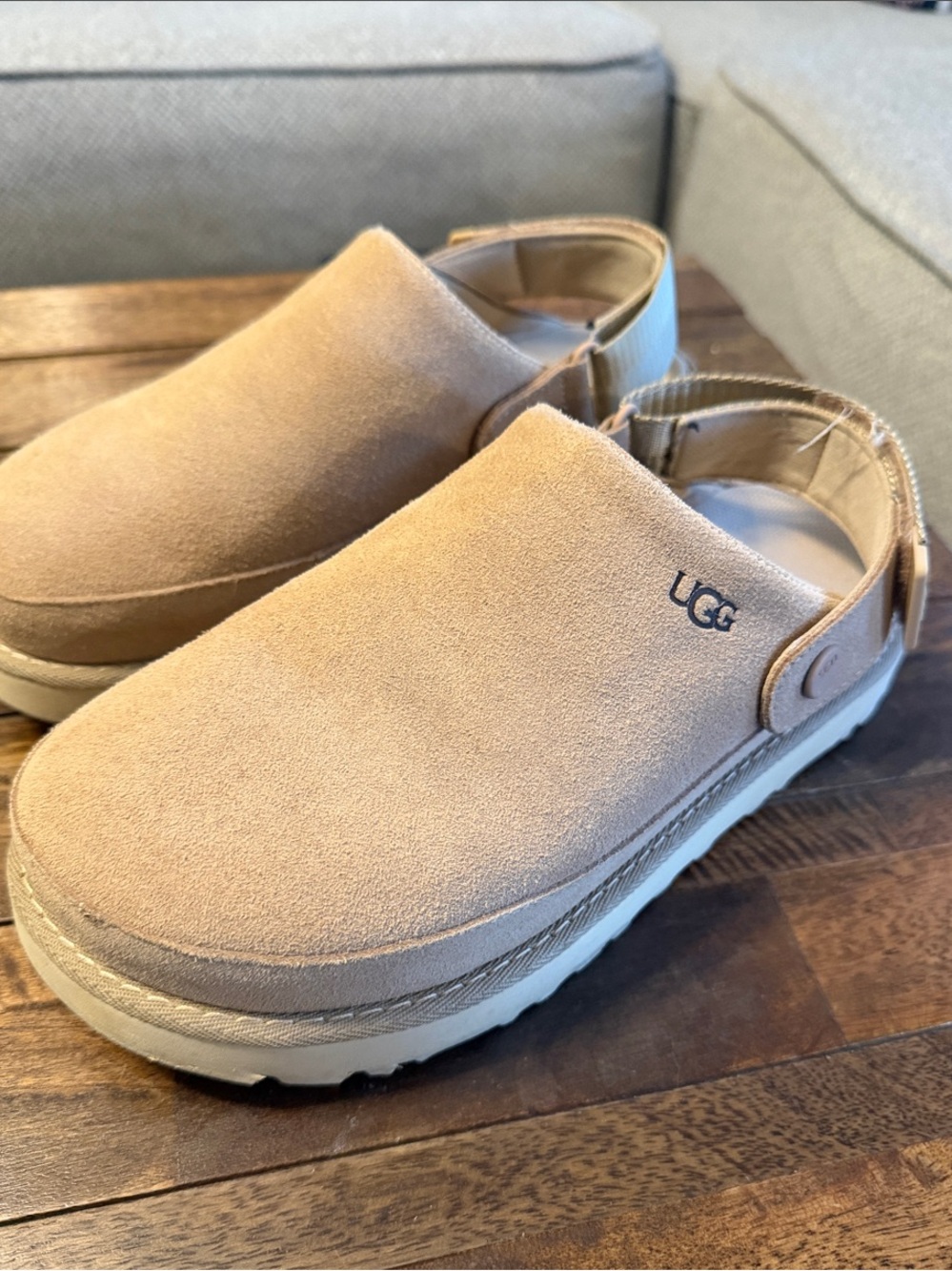 Women’s UGG Goldenstar Suede Slingback Clogs in Sand Size 8